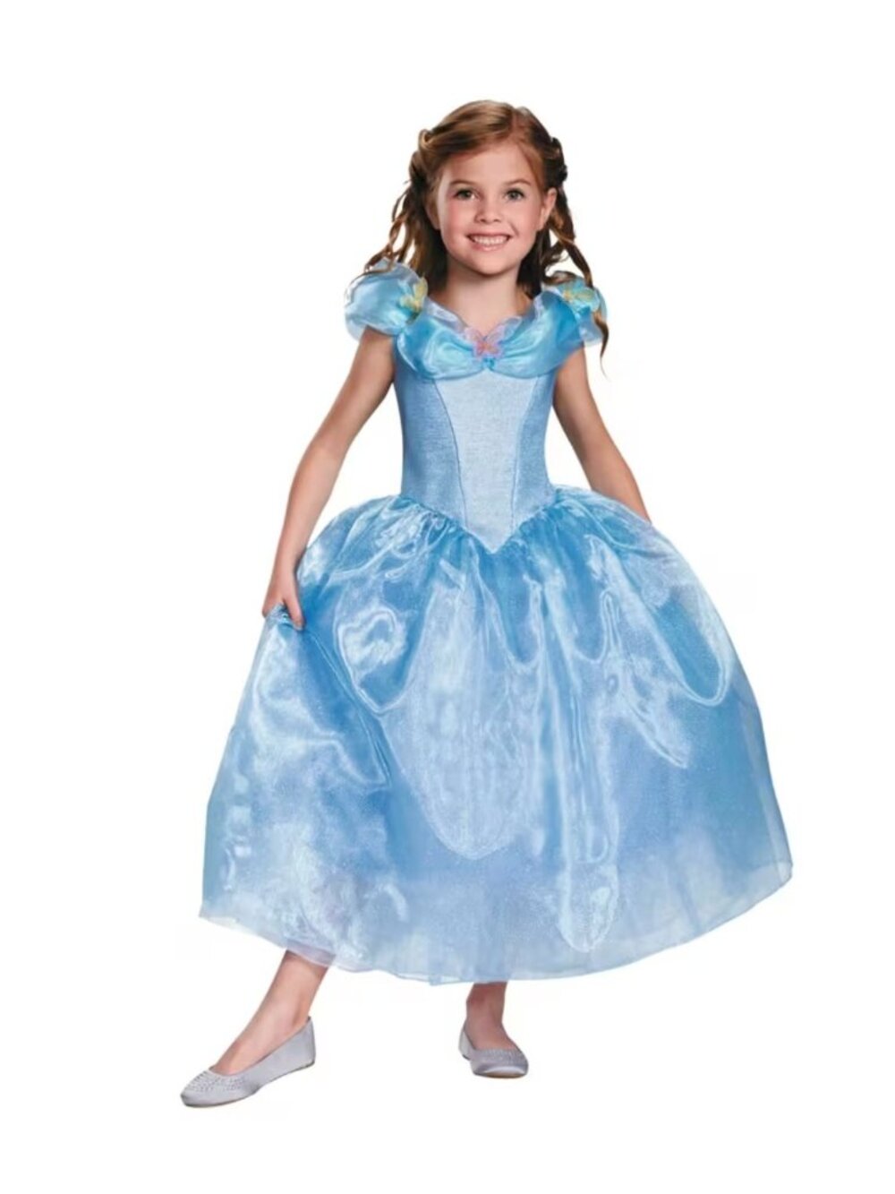 Disney Cinderella Deluxe Child Costume Size 7-8 For Girls With Sparkly Blue Gown